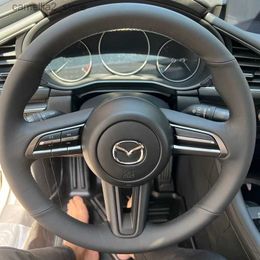 Steering Wheel Covers Custom Car Steering Wheel Braid Cover 100% Fit For Mazda 3 Axela 2019 2020 CX-30 2020 MX-30 2020 Auto Interior Accessories Q231016