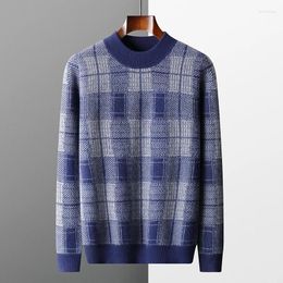 Men's Sweaters Sweater Autumn Winter Goat Cashmere Thickened Pullover Casual Top Half High Collar Contrast Knitted Bottom Long Sleeve