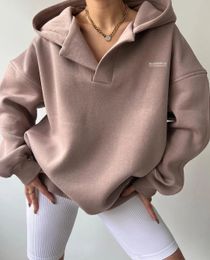 Womens Hoodies Sweatshirts Solid Hooded for Women Autumn Winter Female Slim Fitting Plush Thickened Long Sleeved Casual 231016