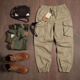 Men's Pants 2023 Japanese Multi Pocket Overalls Loose Straight Leg Leggings Paratrooper Joggers Men Cargo