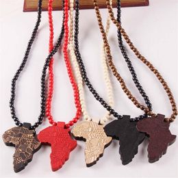 Whole and retail 2017 New Africa Map Pendant Good Wood Hip Hop Wooden Fashion Necklace 2283