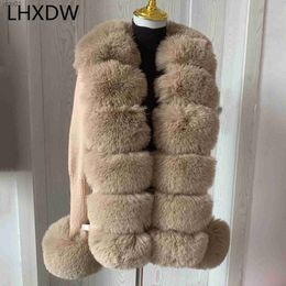 Women's Fur Faux Fur Women Faux Fur Knit Sweater cardigan Spring Autumn elegant Knitted sweater with faux fox fur collar Ladies Fashion Coat fur coatL231016