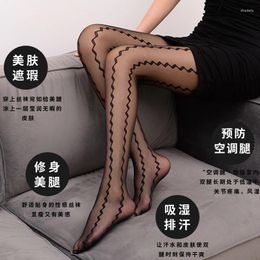 Women Socks Fashion Sexy Striped Women's Pantyhose Wavy Thin Sheer Slim Tie Summer Trends Anti-Hook Tights