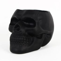 Halloween Toys Skull Makeup Brush Holder Gothic Spooky Decor Organiser Plant Flower Pot for Halloween Table Vanity Office Desk Pencil Storage 231016