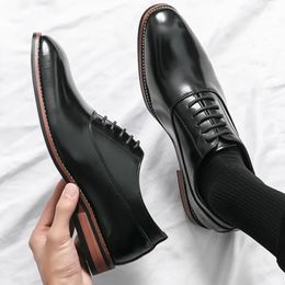 Dress Shoes Luxury High Quality Men Shoes Fashion Casual Shoes Male Pointed Oxford Wedding Leather Dress Shoes Men Gentleman Office Shoes 231016