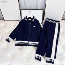 luxury autumn suits for girl boy fashion kids Tracksuits Size 100-160 CM 2pcs Multi color patchwork zippered bomber and casual pants Sep01