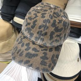 Ball Caps Fashion Leopard Dotted Cotton Baseball Cap Ladies Autumn Sunshade Print Soft Top Couples Peaked Net Red Hat