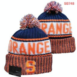 Men's Caps NCAA Hats All 32 Teams Knitted Cuffed Pom Syracuse Orange Beanies Striped Sideline Wool Warm USA College Sport Knit hat Hockey Beanie Cap For Women's