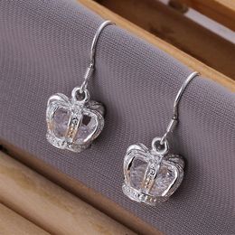 Brand new sterling silver plated Crown earrings insets DFMSE081 women's 925 silver Dangle Chandelier earrings 10 pairs a lot223N