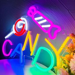 1pc Candy Neon Sign Light, For Candy Shop Wall Decor Business LED Sign Lollipop Neon Sign Business Light, Halloween Home Wall Hanging Decor,