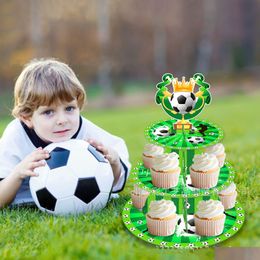 Party Favor Boys Sports Football Theme Cake Stand Birthday Supplies Disposable Three Tier Cakes Drop Delivery Home Garden Festive Eve Dhvpr