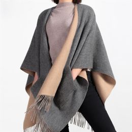 100% Wool Winter Ponchos And Capes for Ladies Cashmere Wearable Sleeve Shawls and Wraps Women Blanket Scarves Poncho Stoles247o