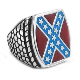 Classic American Flag Ring Stainless Steel Jewellery Fashion Red Blue Stars Motor Biker Men Ring SWR0270269H