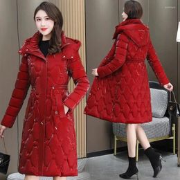 Women's Trench Coats Jacket Winter Hooded 2023 Casual Cotton Padded Jackets For Women Long Parkas Warm Overcoat Outwear