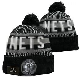 Brooklyn Beanies Los Angeles Nets Cap Wool Warm Sport Knit Hat Basketball North American Team Striped Sideline USA College Cuffed Pom Hats Men Women