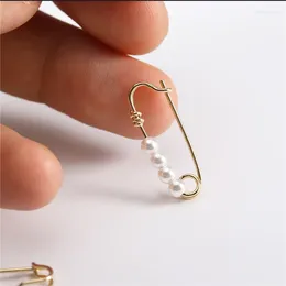 Stud Earrings Simple Gold Colour Metal Freshwater Paperclip Safety Pin Studs Pearl Women Jewellery Minimal Delicate Earring Gifts