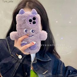 Cell Phone Cases Winter Warm Soft Fluffy Plush Cartoon Phone Case For iPhone 15 14 13 12 Pro Max 11 Cute Claw Monster Furry Bumper Cover ShellL2310/16
