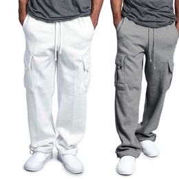 Januarysnow Casual Mens Jogger Gym Heavy Weight Fleece Cargo Pocket Sweat Pants Drawstring Trousers217s