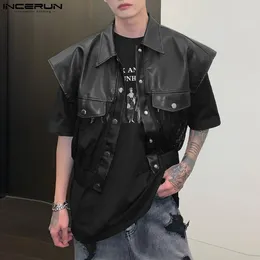 Men's Vests INCERUN 2023 Men Waistcoats Tassel Patchwork Lapel Sleeveless Button Casual Streetwear Fashion Male Thin S-5XL