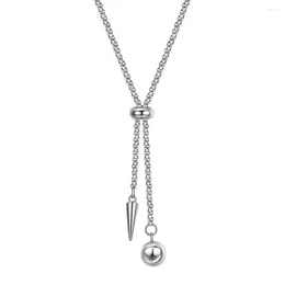 Chains 316L Stainless Steel Tapered Beads Fang Pearl Pearls Necklace For Women Kpop Creative