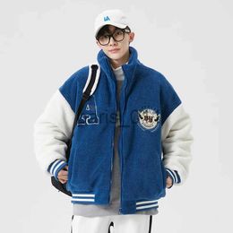 Men's Jackets Men's Spliced Wool Coat Fashion Embroidery Winter Fashion Vintage Wool Baseball Jacket Hip Hop Unisex Street Clothing Jacket Men's x1016