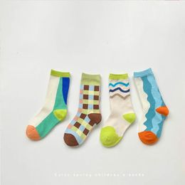 Kinder Socken Frühling Kinder Socken 4 Paare/los Koreanische Cartoon Baby Jungen Mädchen Baumwolle Socken 1-8Years Kinder Sportsocken 231016