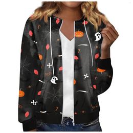 Women's Hoodies Zipper Cartoon Gothic Print Sweatshirt Halloween Hooded Coat Women Long Sleeve Tops Female Sudaderas