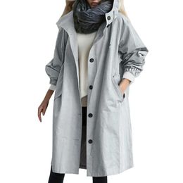 Giubbotti Donna 2024 Moda Trench Coat Coreano Trendy Casual Con cappuccio Medio lungo Cappotto antivento Primavera Autunno Fe Cappotto Outwear 51VA8