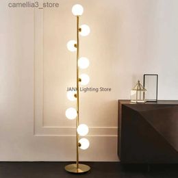 Floor Lamps Nordic Postmodern Minimalist Magic Beans 9 Glass Ball Standing Lamps Living Room Bedroom Study Floor Lamp LED Indoor Lighting Q231016