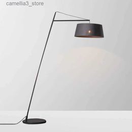 Floor Lamps Modern minimalist floor lamp LED fishing standing lamp study bedroom living room cloth cover decoration floor lamp Q231016