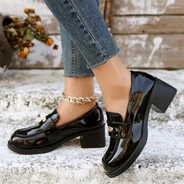 Dress Shoes Size 43 Women Pumps Loafers Chunky Heel Platform Shallow Oxfords Ladies Sandals Female Fashion Retro College Office