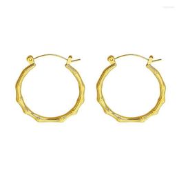 Hoop Earrings PolishedPlus 1 Pair Stainless Steel Bamboo Style Large Big Hoops Tree Rattan Women Jewellery Gifts220F