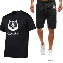 Herren Trainingsanzüge Scuba Diving CMAS Bedruckte Poloshirts Bequeme Kurzarm-Shorts Anzug Baumwolle Atmungsaktiv Harajuku Casual Sport T-Shirt