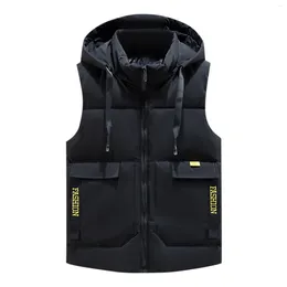 Men's Vests Warm Jackets Man Vestes Fashion Slim Fit Trend Vest Thickened Winter For Men Zipper Hooded Male Waistcoats