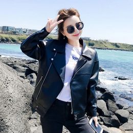 Women's Leather Fall Jacket For Women 2023 Fashion Long Sleeve High Quality Pu Jackets Winter In Outerwears Black Loose Coats