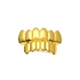 Grillz Dental Grills Real Shiny 18K Gold Rhodium Plated Hiphop Teeth Grillz Caps Top Bottom Grill Set For Men8214888 Drop Delivery Dhjnm