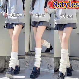 Women Socks 40-70cm Length Wool Knitted White Black Lolita Foot Cover Legging Winter Crochet Boot Cuffs Stockings Long