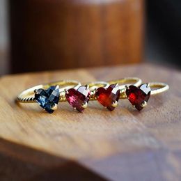 Wedding Rings Eparbers Lovely Blue Red Heart Cut Cubic Zirconia Gold Colour For Women Exquisite Jewellery Promise Anniversary Gift255k