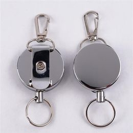 Keychains 1 Pcs Retractable Resilience Steel Wire Rope Elastic Keychain Recoil Sporty Alarm Key Ring Anti Lost Ski Pass ID Card221S