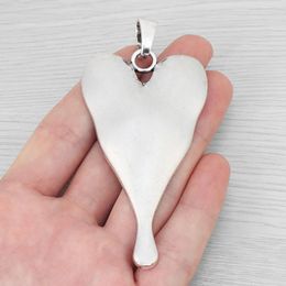 Pendant Necklaces 2 X Antique Silver Color Large Hammered Heart Charms Pendants For DIY Necklace Jewelry Making Findings Accessories 92x45mm