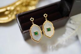 Stud Earrings SX Solid 18k Gold About 0.20ct Nature Green Emerald Gemstones Diamonds For Women Fine Jewelry Birthday Presents