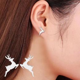 Stud Earrings A Lovely Deer Stainless Steel Fashion Ladies Girls Accessories 3 Colors Halloween Christmas Gifts