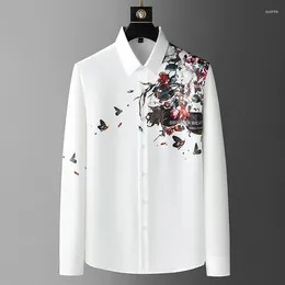 Men's Casual Shirts High-end Personalised Diamond Printing Long-sleeved Shirt For Spring And Autumn 2023 Large Luxury Top