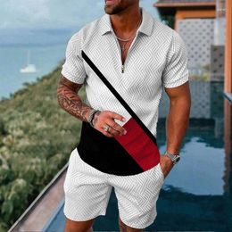 Men's Tracksuits Brand Tracksuit Summer Short Sleeve Polo Shirt And Shorts Suit Two-Piece Set Male Sport Gym Clothing Streetwear For Men