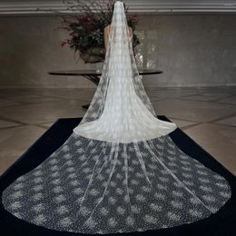 Bridal Veils MZA16 Long Wedding Veil With Shine Luxury Cathedral Glitter Silver 1 Tier Bride Sparkling Accessories