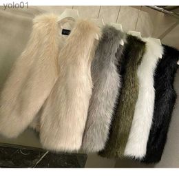 Women's Fur Faux Fur 2022 Japanese Autumn Winter Faux Fox Fur Women Vest Coats Sleeveless Fur Tops JacketsL231016