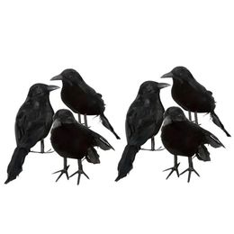Halloween Toys 3PCS Halloween Crow Fake Bird Toys Ravens Prop Fancy Dress Decoration Props Artificial Simulation Black Crow Animal Model 231016
