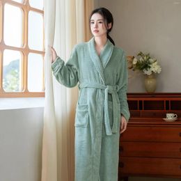 Women's Sleepwear 2023 In Ladies Large Size Soft Comfortable Warm Bathrobe Autunm Winter Long Sleeve Lapel Dressing Gown Lace-up Pyjamas