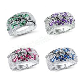 Fashion Electroplating Separation Branches Creative Inlaid Zircon Plum Rings For Women Popular Wedding Jewellery Goth Accessories