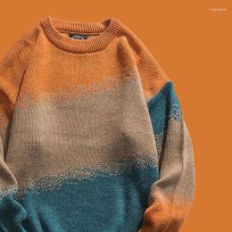 Men's Sweaters Man Clothes Hippie Gradient Color Pullovers Knitted For Men Blue No Hoodie Y2k Streetwear Korean Fashion Jumpers Autumn
